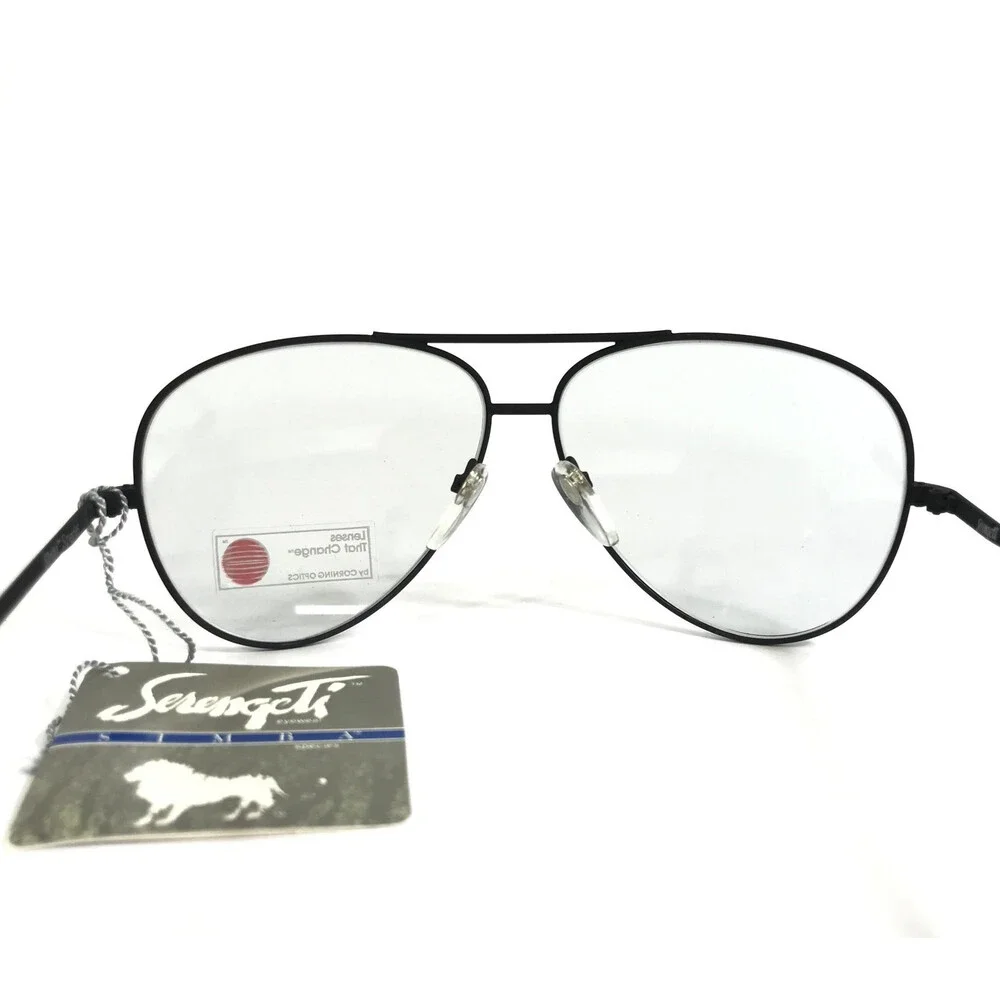 Vintage Serengeti Sunglasses Mens Matte Black Simba Species w/ Gray Photochromic